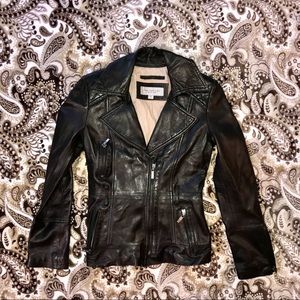 Women’s Black Leather Moto Jacket XS Andrew Marc New York